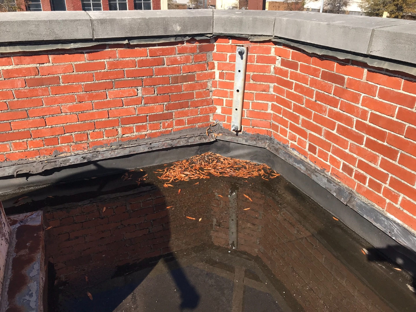 St. Mary's — standing water at parapet